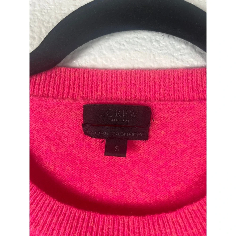 J Crew Italian Cashmere Crewneck Sweater Long Sleeve Hot Pink Small